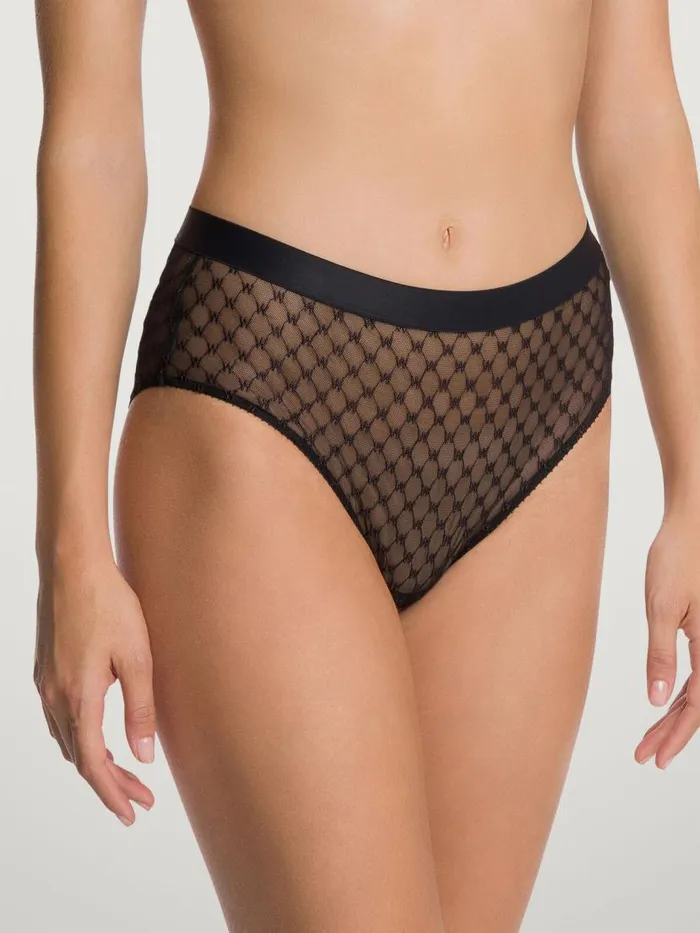 Women Panties Wolford Sheer Logo Modern Brief Black