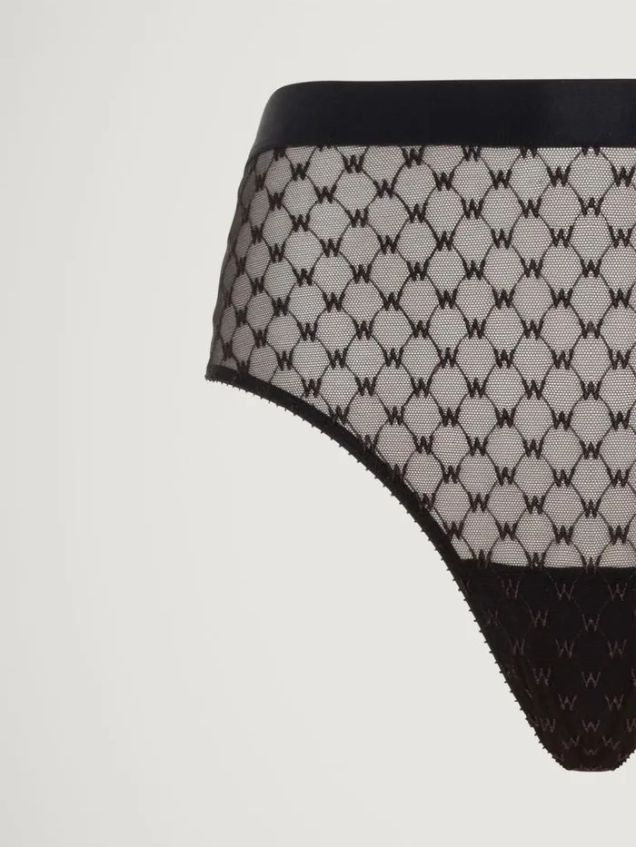 Women Panties Wolford Sheer Logo Modern Brief Black