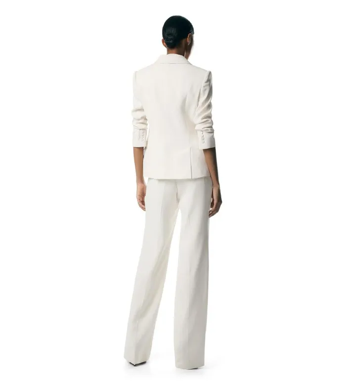 Women Pants and Shorts Tom Ford Double Silk Georgette Wide Leg Tailored Pants Chalk Women Pants and Shorts Tom Ford Double Silk Georgette Wide Leg Tailored Pants Chalk