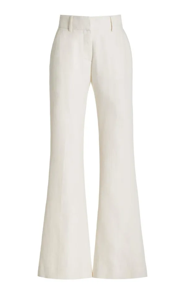Women Pants Gabriela Hearst Rhein Pant In Ivory Linen Virgin Wool