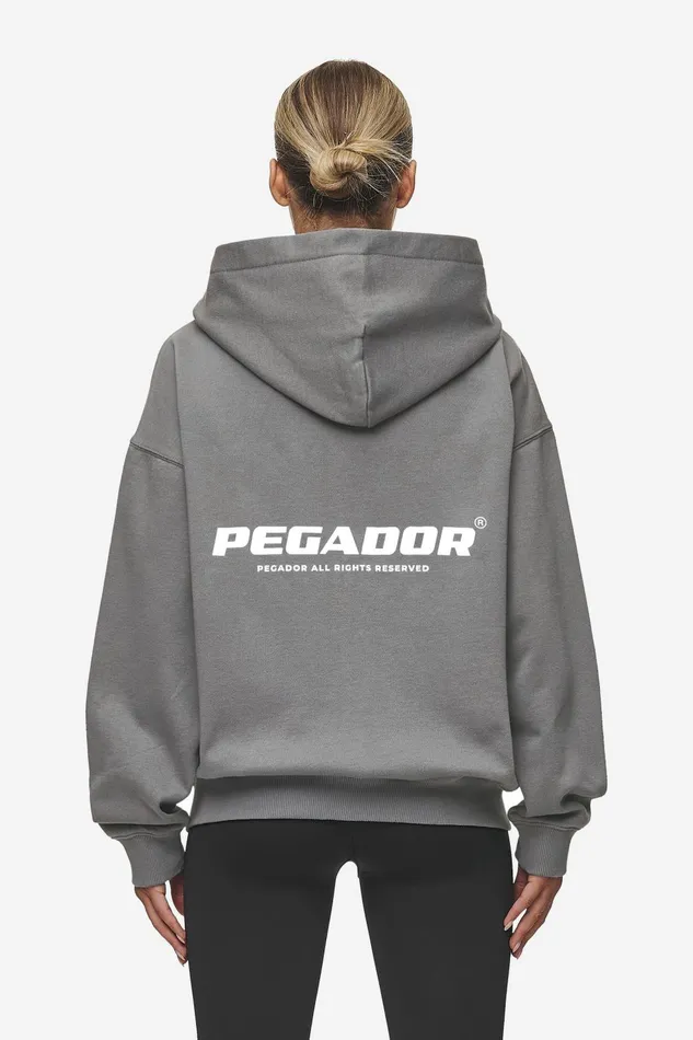 Women Pegador Hoodies Ramira Oversized Sweat Jacket Washed Deep Grey White