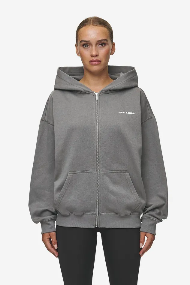 Women Pegador Hoodies Ramira Oversized Sweat Jacket Washed Deep Grey White Women Pegador Hoodies Ramira Oversized Sweat Jacket Washed Deep Grey White