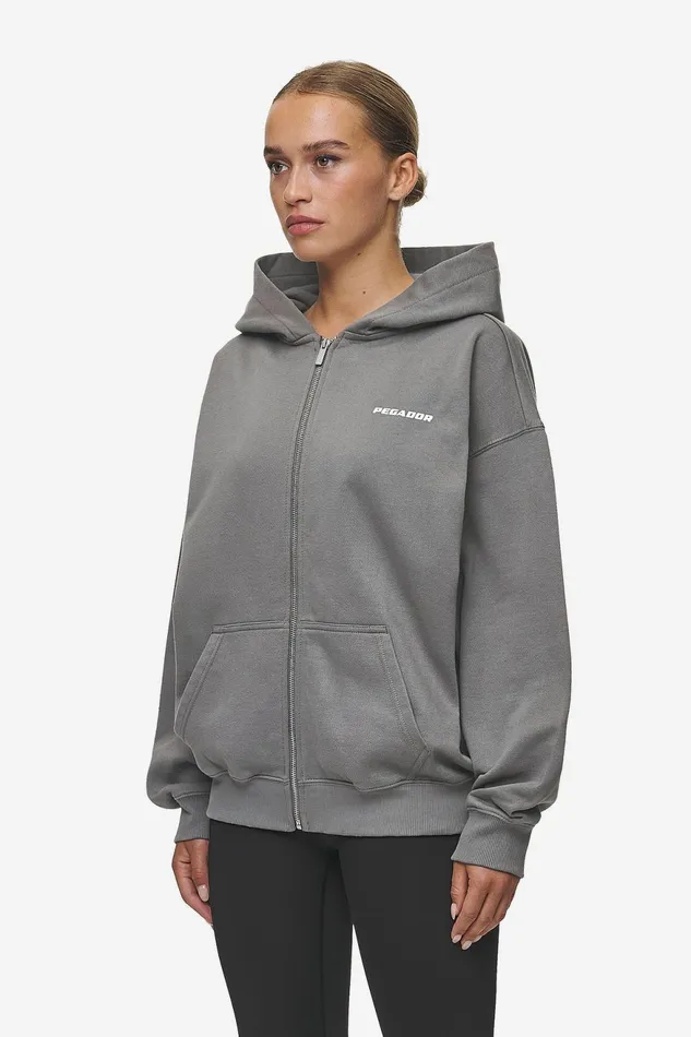 Women Pegador Hoodies Ramira Oversized Sweat Jacket Washed Deep Grey White Women Pegador Hoodies Ramira Oversized Sweat Jacket Washed Deep Grey White