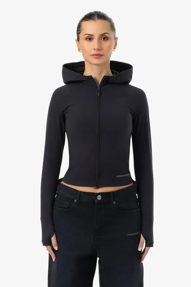 Women Pegador Longsleeves Sally Hooded Zip Longsleeve Black