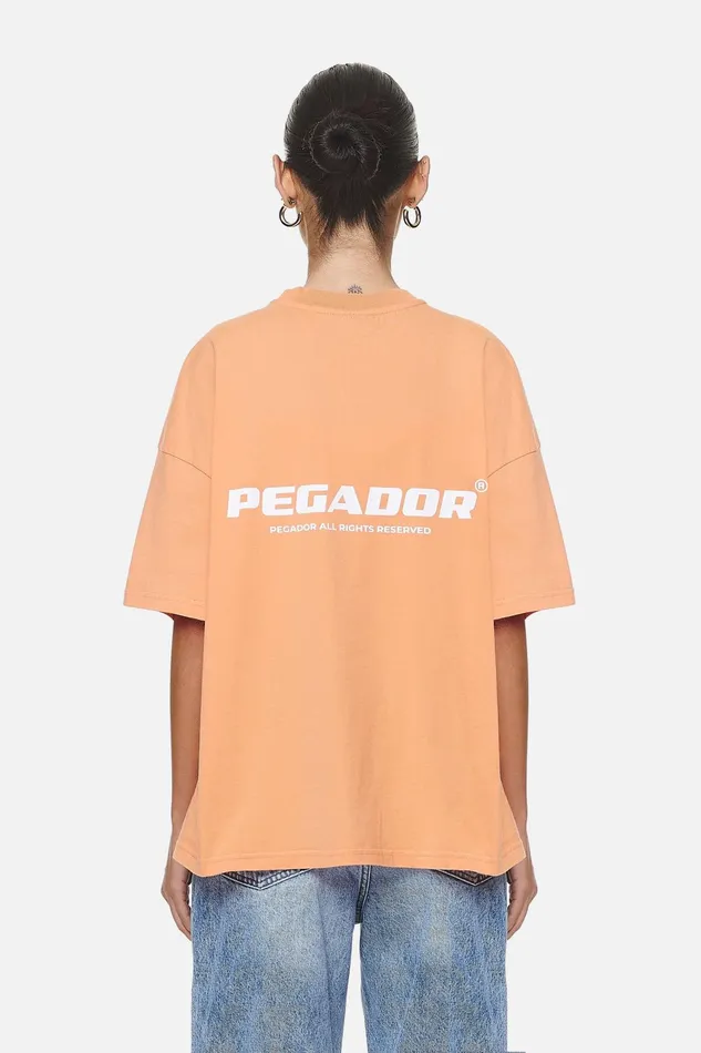 Women Pegador Tees Arendal Logo Heavy Oversized TeeWashed Apricot White