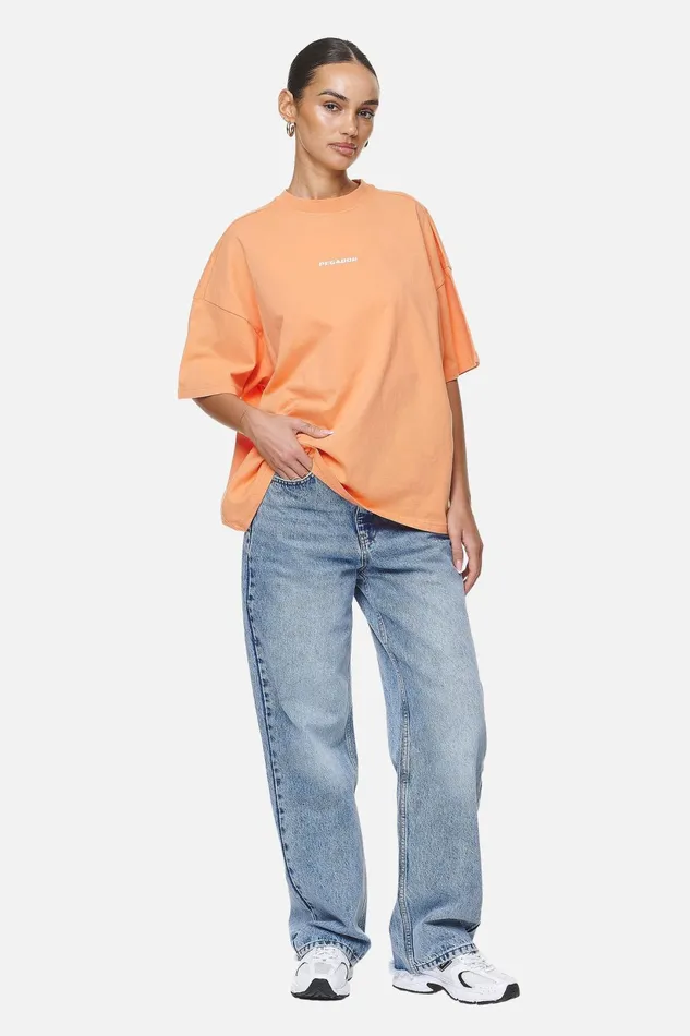 Women Pegador Tees Arendal Logo Heavy Oversized TeeWashed Apricot White