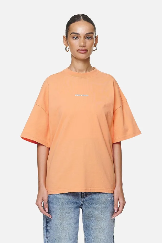 Women Pegador Tees Arendal Logo Heavy Oversized TeeWashed Apricot White