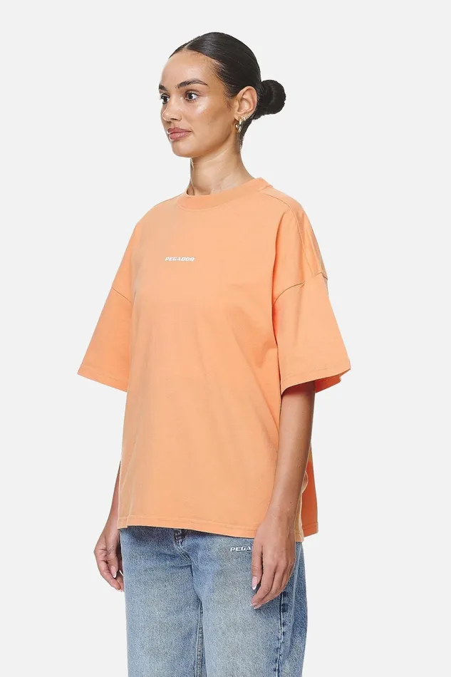 Women Pegador Tees Arendal Logo Heavy Oversized TeeWashed Apricot White