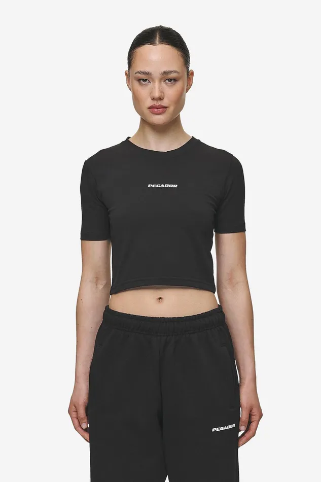 Women Pegador Tees Ines Cropped Baby Tee Black White Gum