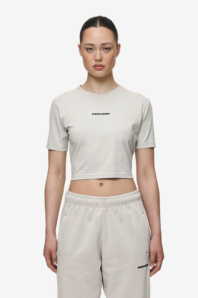 Women Pegador Tees Ines Cropped Baby Tee Washed Moon Grey Black Gum