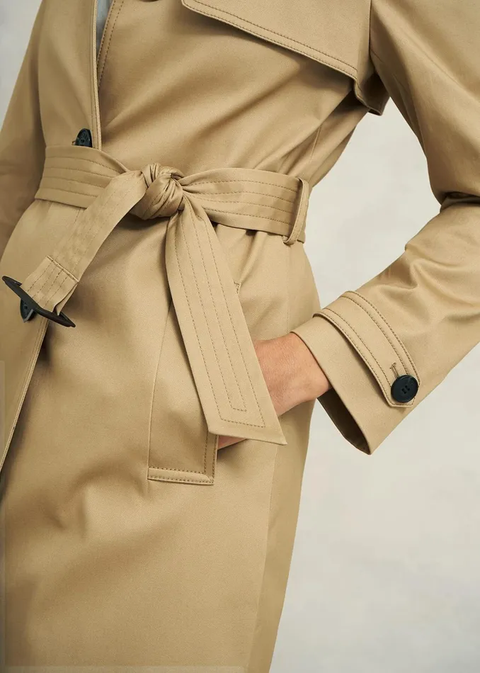 Women Petite Hallie Shower Resistant Trench Coat Fawn Beige Hobbs Coats and Jackets