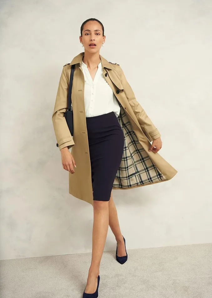 Women Petite Hallie Shower Resistant Trench Coat Fawn Beige Hobbs Coats and Jackets