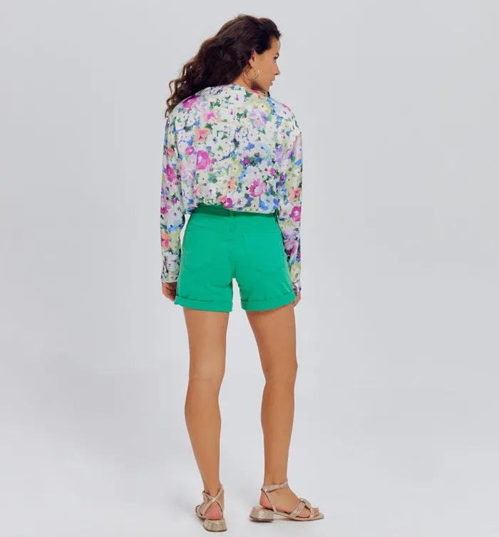 Women Plain Canvas Shorts 8211 Green Promod Shorts Women Plain Canvas Shorts 8211 Green Promod Shorts