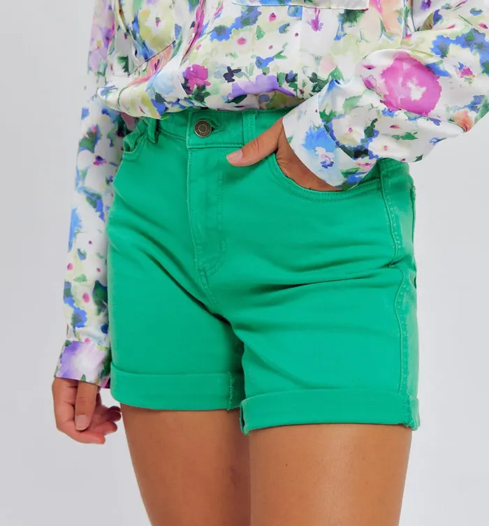 Women Plain Canvas Shorts 8211 Green Promod Shorts Women Plain Canvas Shorts 8211 Green Promod Shorts
