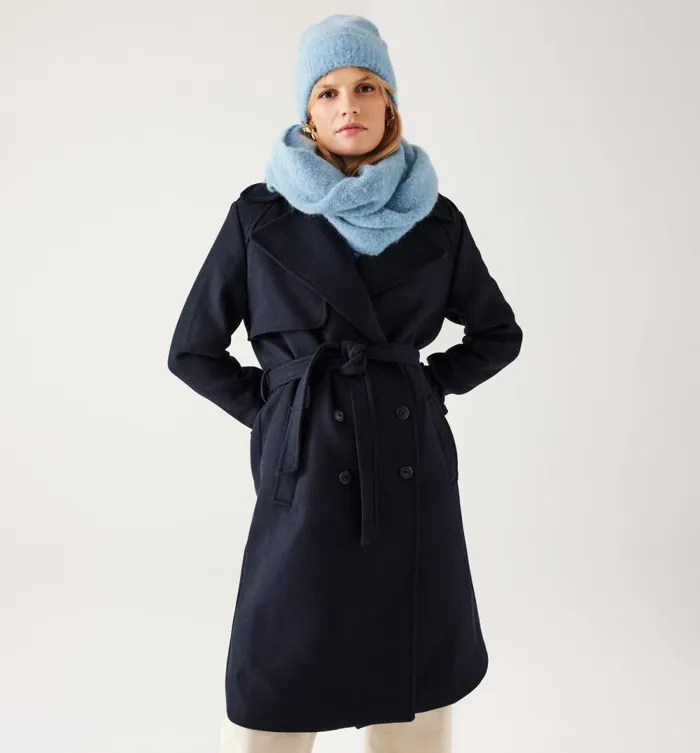 Women Plain Trenchcoat 8211 Navy Blue Promod Coats