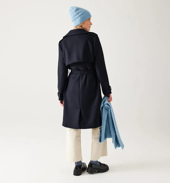 Women Plain Trenchcoat 8211 Navy Blue Promod Coats Women Plain Trenchcoat 8211 Navy Blue Promod Coats