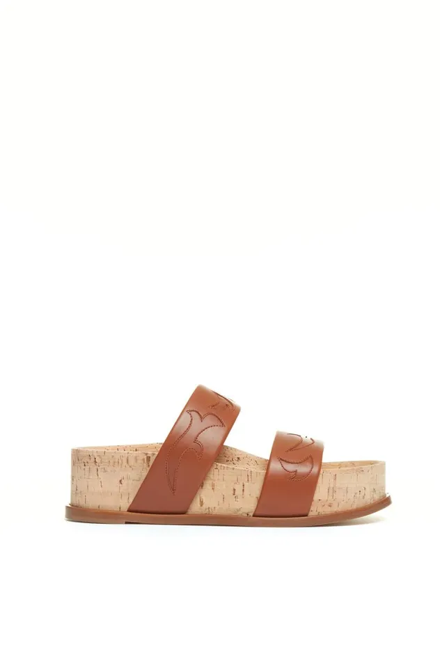Women Platforms Gabriela Hearst Flame Striker Sandal In Cognac Leather