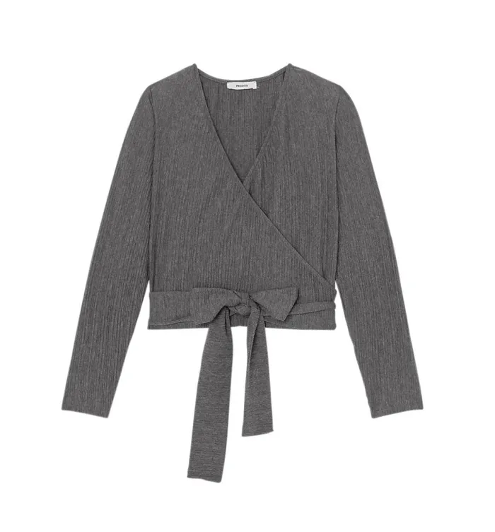 Women Pleated Jersey Crossover Top 8211 Dark Grey Promod Tops Women Pleated Jersey Crossover Top 8211 Dark Grey Promod Tops