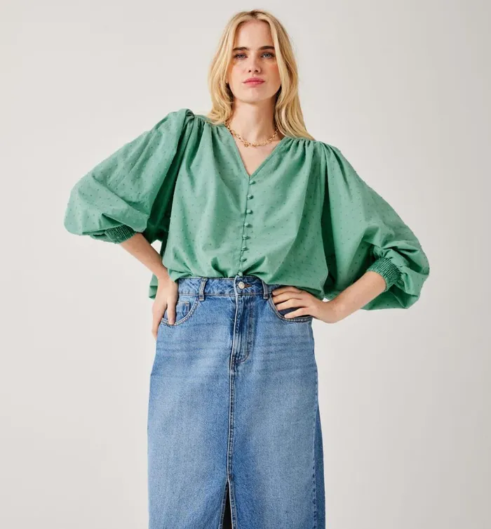 Women Plumetis Cotton Shirt 8211 Opaline Promod Shirts And Tunics