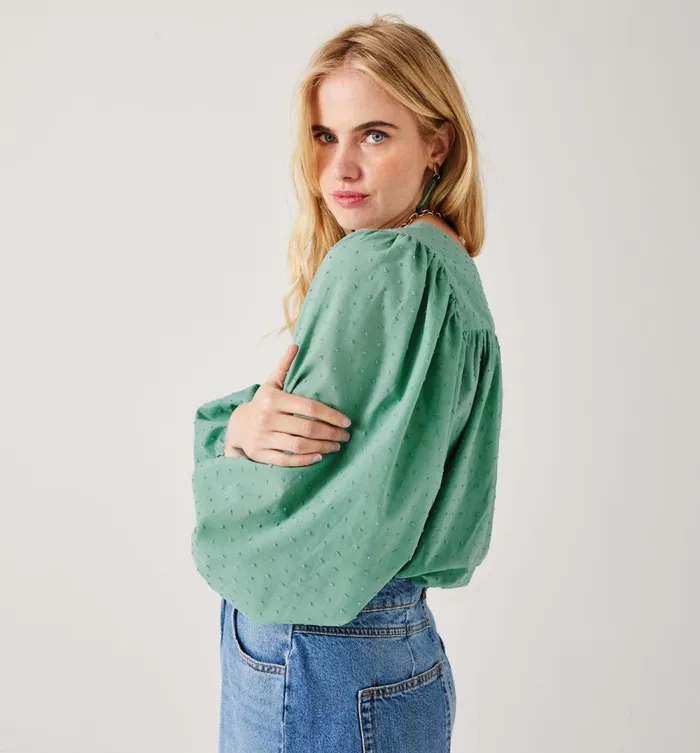 Women Plumetis Cotton Shirt 8211 Opaline Promod Shirts And Tunics Women Plumetis Cotton Shirt 8211 Opaline Promod Shirts And Tunics