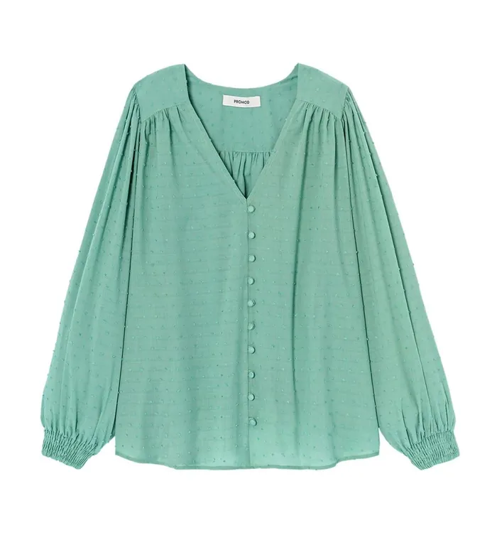 Women Plumetis Cotton Shirt 8211 Opaline Promod Shirts And Tunics Women Plumetis Cotton Shirt 8211 Opaline Promod Shirts And Tunics