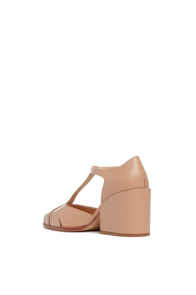 Women Pumps Gabriela Hearst Hawes TStrap Heel In Dark Camel Leather