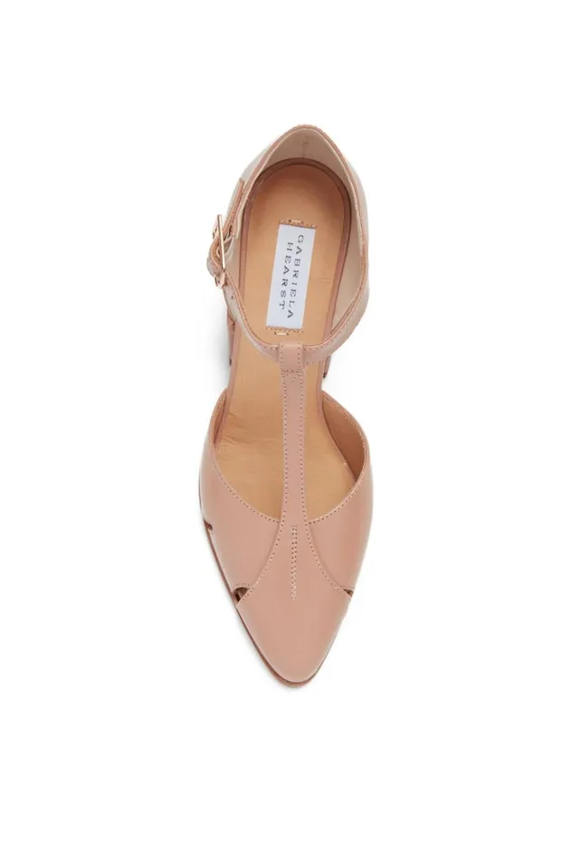 Women Pumps Gabriela Hearst Hawes TStrap Heel In Dark Camel Leather