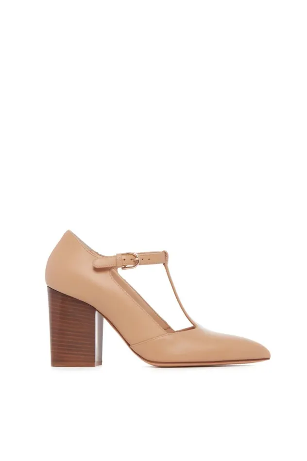 Women Pumps Gabriela Hearst Triana Block Heel Pump In Dark Camel Leather