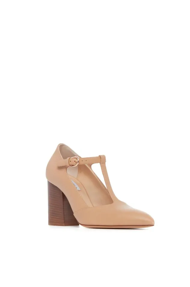 Women Pumps Gabriela Hearst Triana Block Heel Pump In Dark Camel Leather