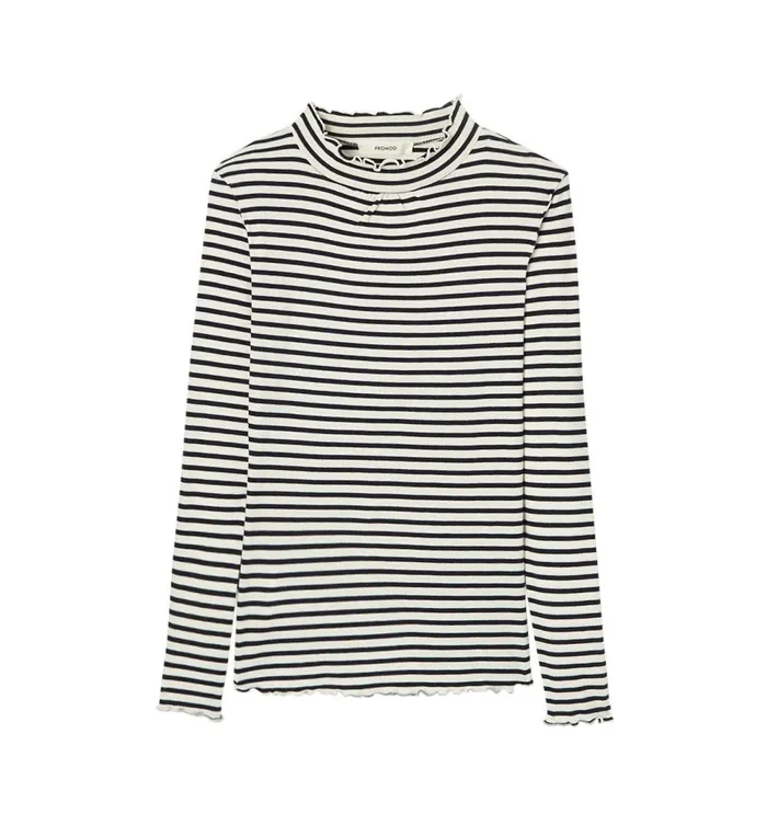 Women Raised Neckline Top 8211 Navy Blue Stripes Promod Tops Women Raised Neckline Top 8211 Navy Blue Stripes Promod Tops