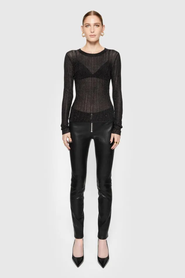 Women Rebecca Minkoff Bottoms Ziggy Leather Pant True Black