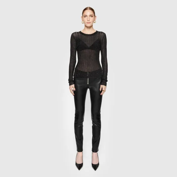 Women Rebecca Minkoff Bottoms Ziggy Leather Pant True Black Women Rebecca Minkoff Bottoms Ziggy Leather Pant True Black