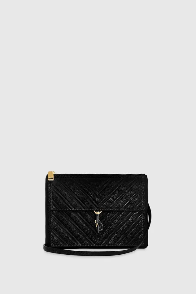 Women Rebecca Minkoff Crossbody Bags Edie Embossed Top Zip Crossbody Black