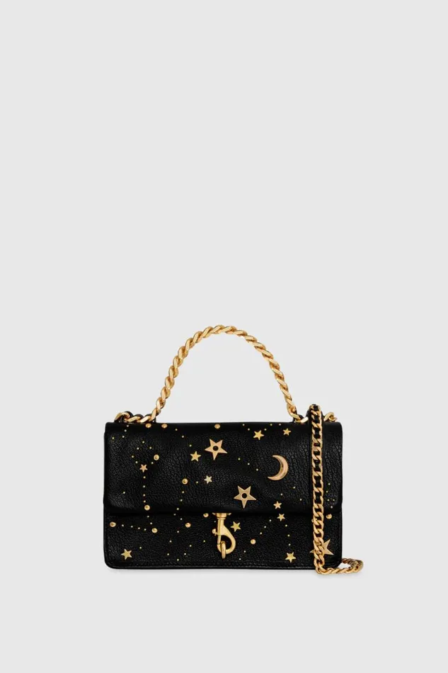 Women Rebecca Minkoff Crossbody Bags Edie Mini Crossbody On A Chain Black Celestial