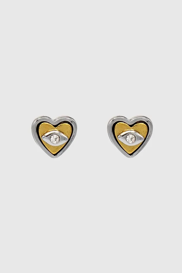 Women Rebecca Minkoff Jewelry Enamel Evil Eye Heart Stud Earring Gold Silver