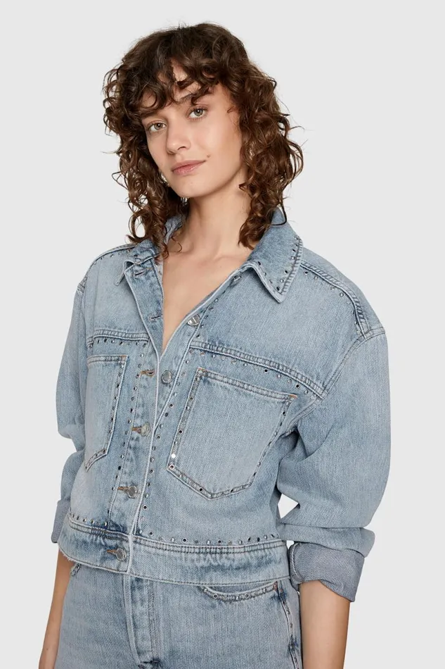 Women Rebecca Minkoff Outerwear Rosco Crop Trucker Ludlow Wash Women Rebecca Minkoff Outerwear Rosco Crop Trucker Ludlow Wash