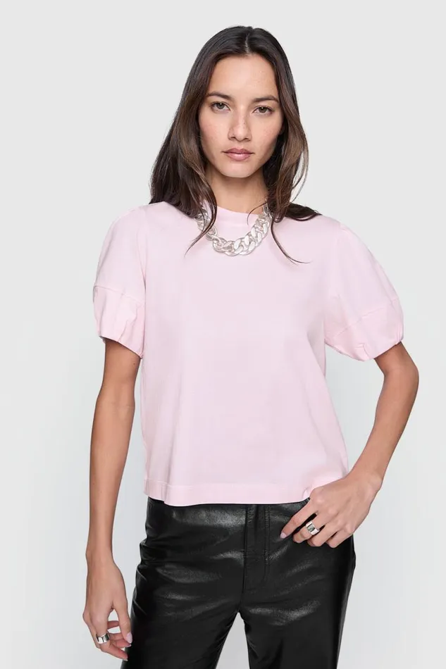 Women Rebecca Minkoff Tops Val Puffed Sleeve Tee Blush