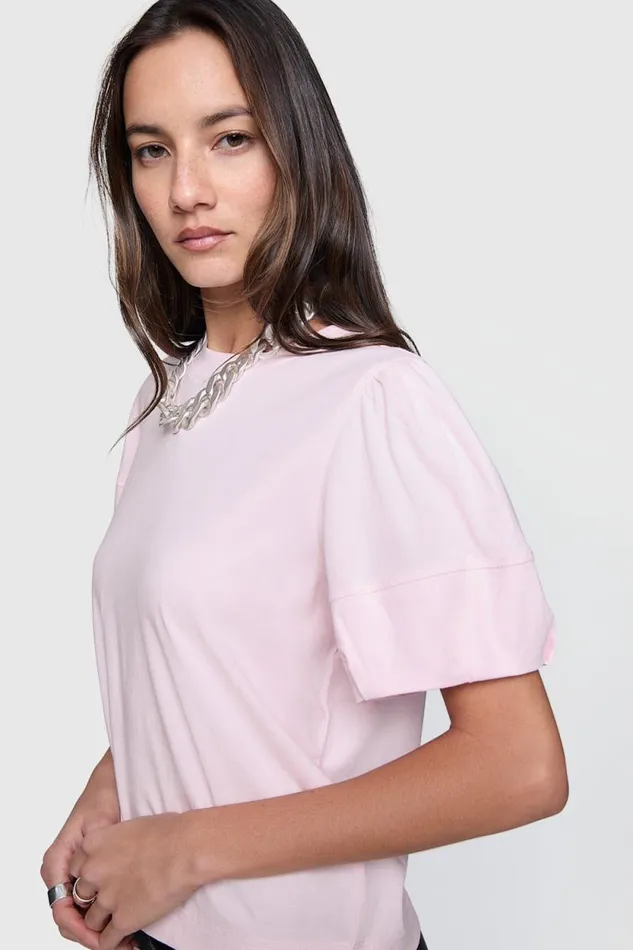 Women Rebecca Minkoff Tops Val Puffed Sleeve Tee Blush Women Rebecca Minkoff Tops Val Puffed Sleeve Tee Blush