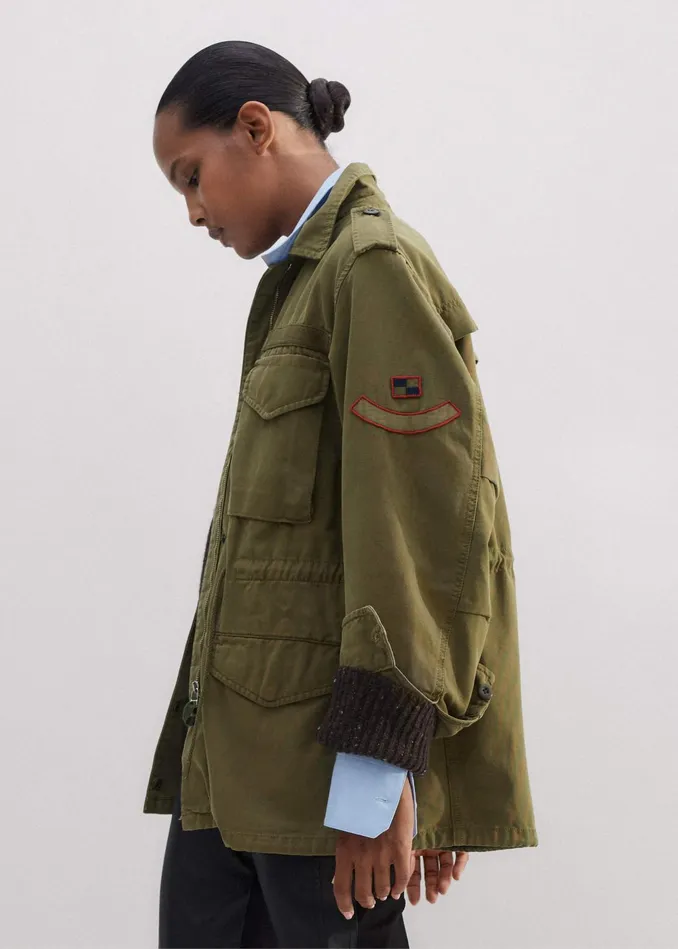 Women Relaxed Authentic Military Jacket Desert Khaki MEEM