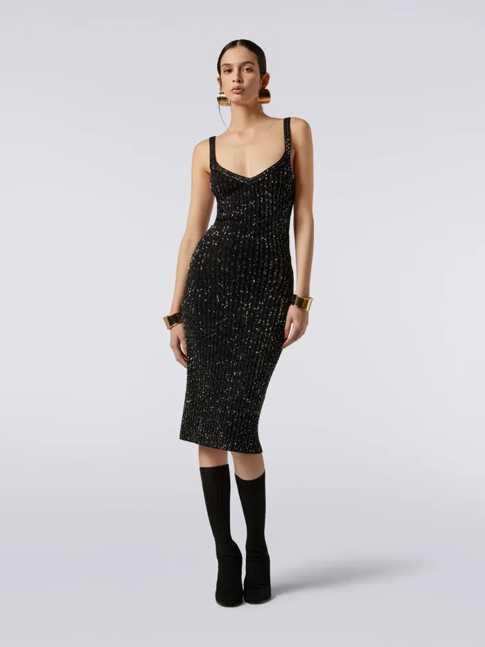 Women Ribbed Viscose Blend Dress With Sequins Black Missoni Dresses Women Ribbed Viscose Blend Dress With Sequins Black Missoni Dresses