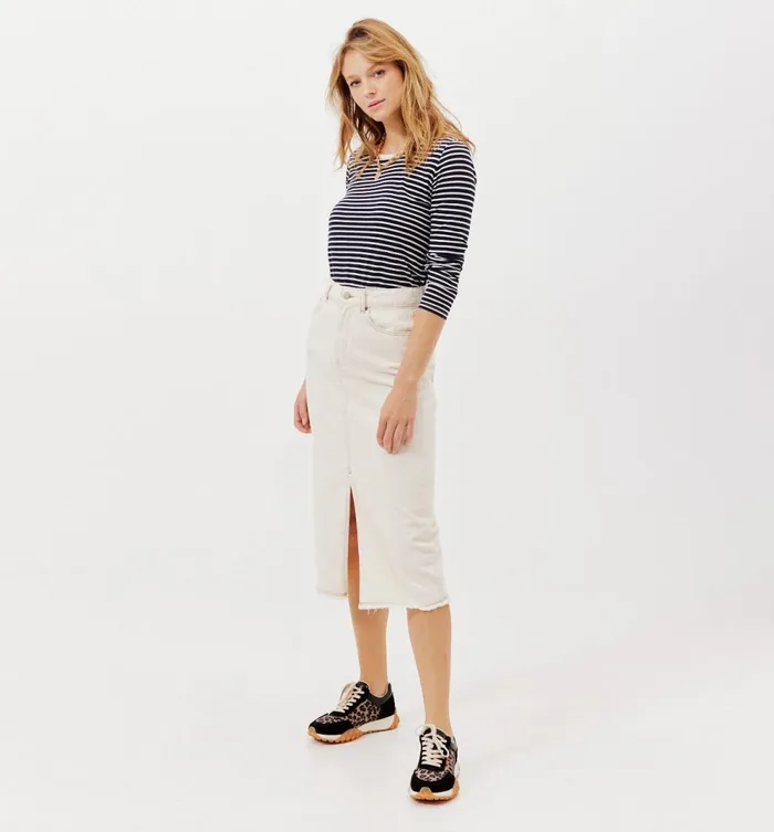 Women RoundNeck Top 8211 Ecru Stripes Promod Tops Women RoundNeck Top 8211 Ecru Stripes Promod Tops