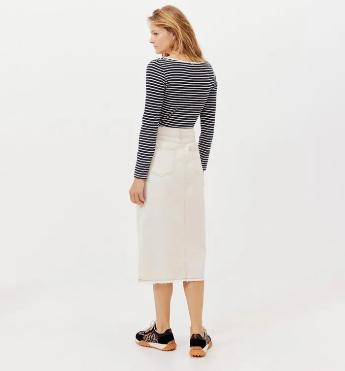 Women RoundNeck Top 8211 Ecru Stripes Promod Tops Women RoundNeck Top 8211 Ecru Stripes Promod Tops