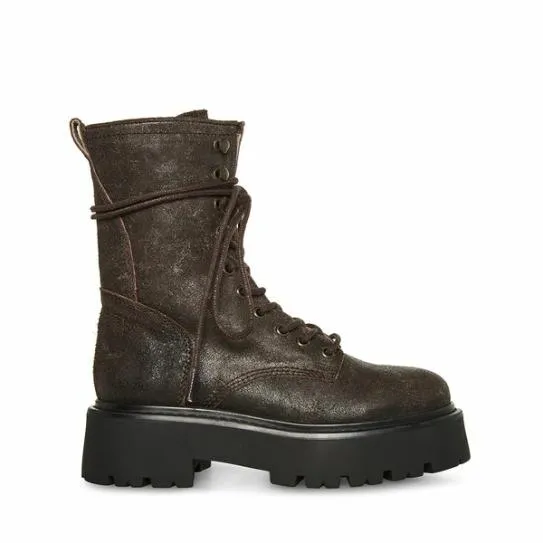 Women ROWEN BROWN LEATHER Brown Leather Steve Madden Boots and Booties