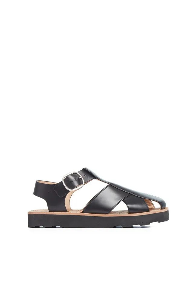 Women Sandals Gabriela Hearst Horatio Flat Sandal In Black Nappa Leather