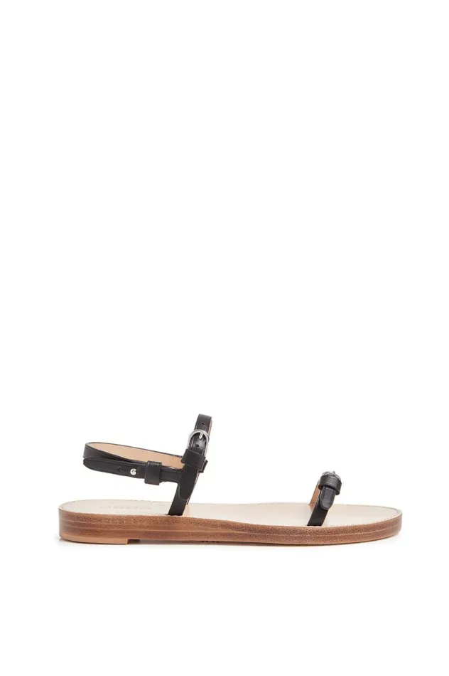 Women Sandals Gabriela Hearst Steward Flat Sandal In Black Leather