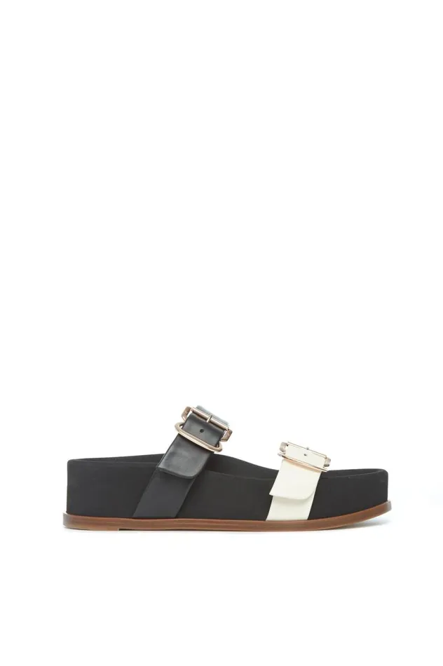 Women Sandals Gabriela Hearst Wren Flat Sandal In Black and Ivory Leather