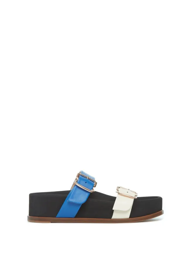 Women Sandals Gabriela Hearst Wren Flat Sandal In Sapphire and Ivory Leather