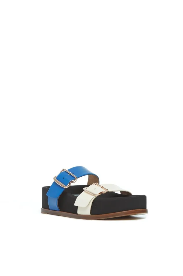 Women Sandals Gabriela Hearst Wren Flat Sandal In Sapphire and Ivory Leather