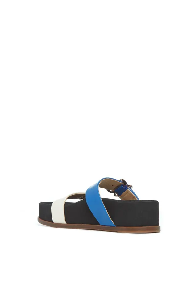 Women Sandals Gabriela Hearst Wren Flat Sandal In Sapphire and Ivory Leather