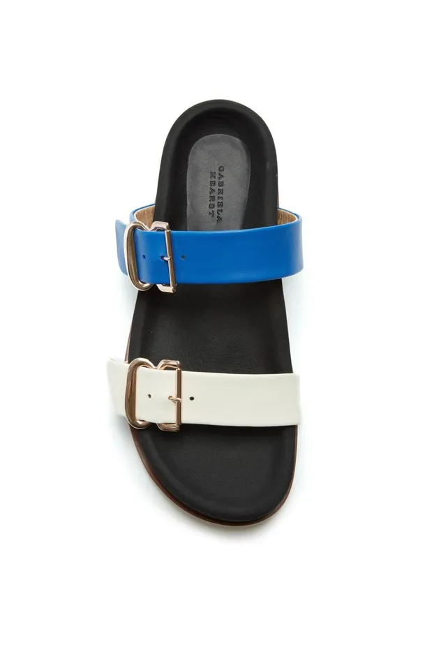 Women Sandals Gabriela Hearst Wren Flat Sandal In Sapphire and Ivory Leather